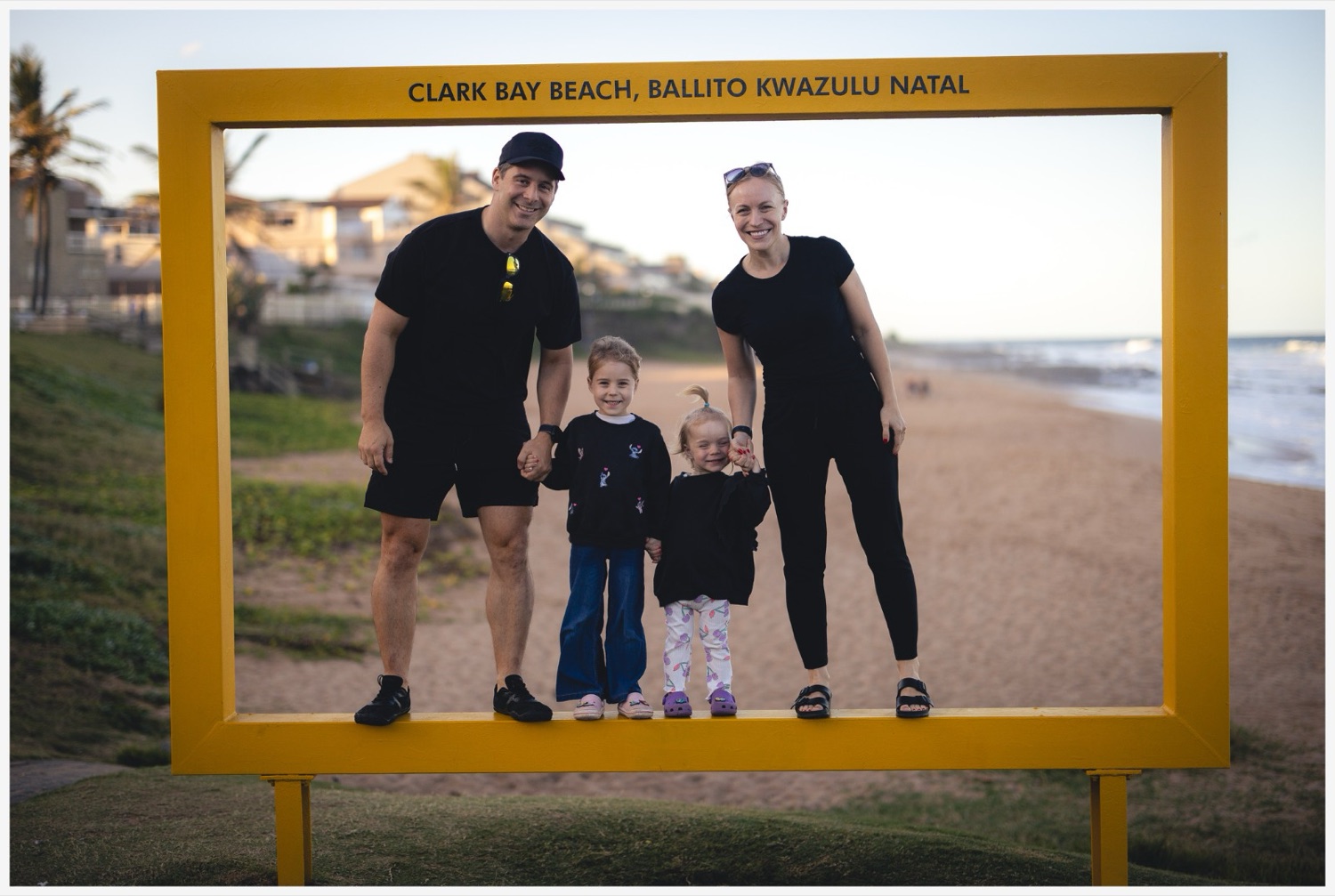 The Waldburger family at Clark Bay Beach, Ballito